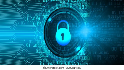 Closed Padlock on digital background, cyber security