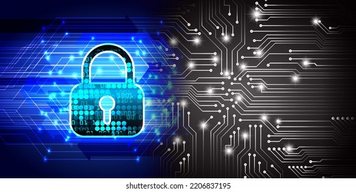 Closed Padlock on digital background, cyber security