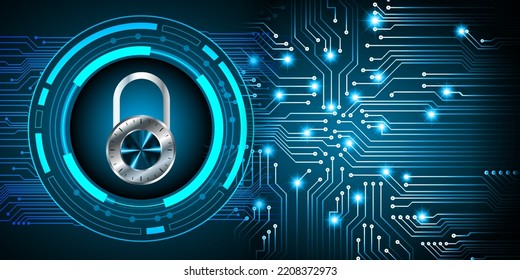 Closed Padlock on digital background, cyber security