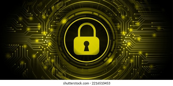 Closed Padlock on digital background, cyber security