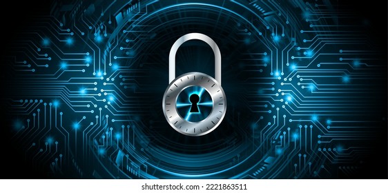Closed Padlock on digital background, cyber security