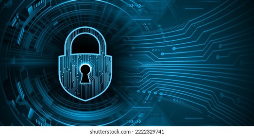 Closed Padlock on digital background, cyber security