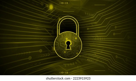 Closed Padlock on digital background, cyber security