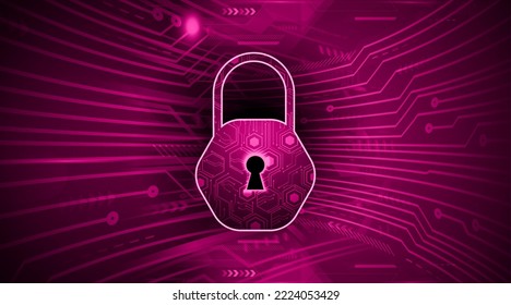 Closed Padlock on digital background, cyber security