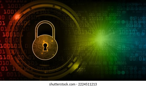 Closed Padlock on digital background, cyber security