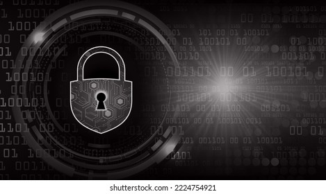 Closed Padlock on digital background, cyber security