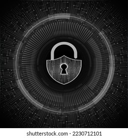 Closed Padlock on digital background, cyber security