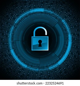 Closed Padlock on digital background, cyber security