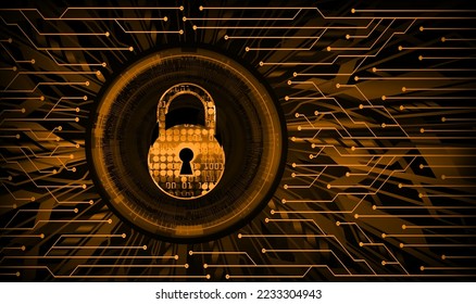Closed Padlock on digital background, cyber security
