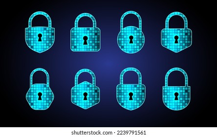 Closed Padlock on digital background, cyber security