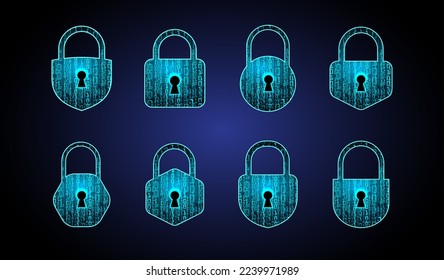 Closed Padlock on digital background, cyber security
