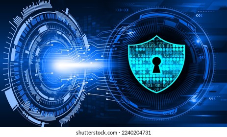 Geschlossenes Schloss auf digitalem Hintergrund, Cybersicherheit