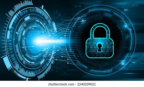 Closed Padlock on digital background, cyber security