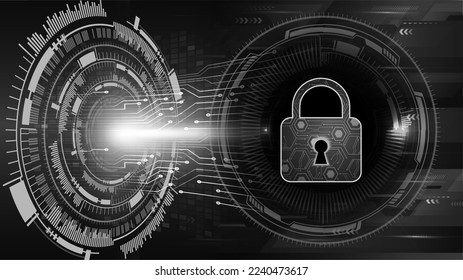 Closed Padlock on digital background, cyber security