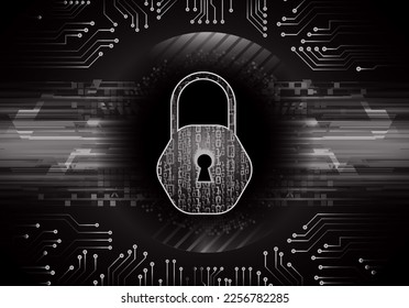 Closed Padlock on digital background, cyber security