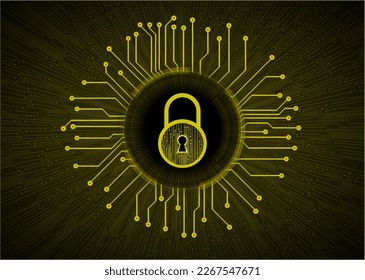 Closed Padlock on digital background, cyber security