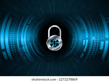 Closed Padlock on digital background, cyber security