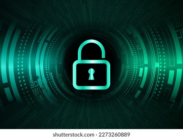 Closed Padlock on digital background, cyber security