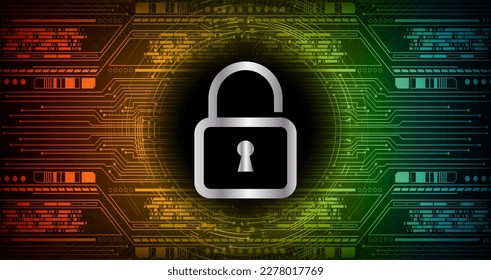 Closed Padlock on digital background, cyber security