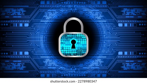 Closed Padlock on digital background, cyber security