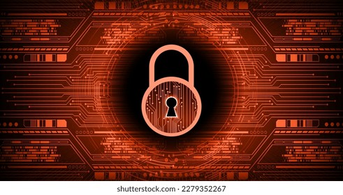 Closed Padlock on digital background, cyber security
