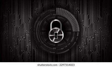 Closed Padlock on digital background, cyber security