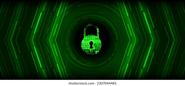 Closed Padlock on digital background, cyber security
