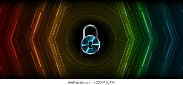 Closed Padlock on digital background, cyber security