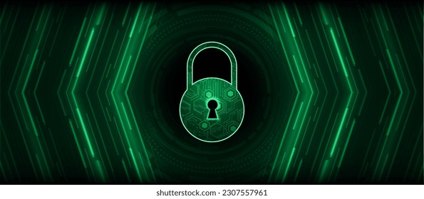 Closed Padlock on digital background, cyber security