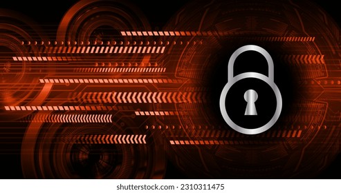 Closed Padlock on digital background, cyber security