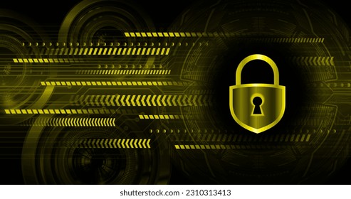 Closed Padlock on digital background, cyber security