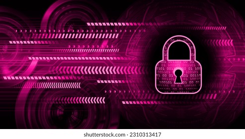Closed Padlock on digital background, cyber security