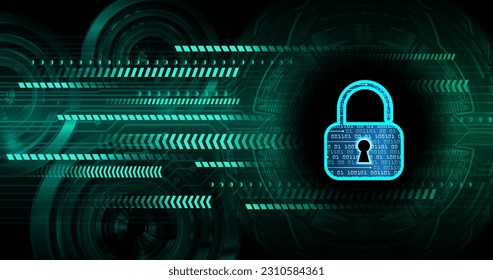 Closed Padlock on digital background, cyber security