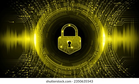 Closed Padlock on digital background, cyber security