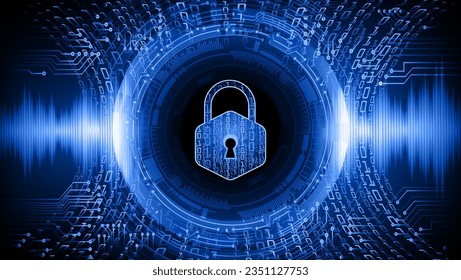 Closed Padlock on digital background, cyber security