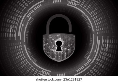 Closed Padlock on digital background, cyber security
