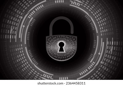 Closed Padlock on digital background, cyber security