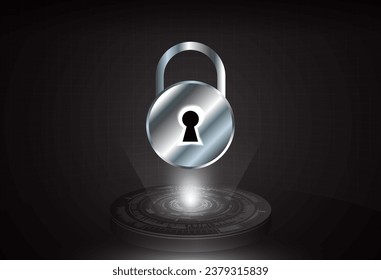 Closed Padlock on digital background, cyber security