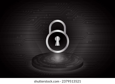 Geschlossenes Schloss auf digitalem Hintergrund, Cybersicherheit