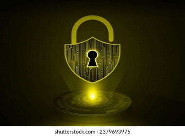 Closed Padlock on digital background, cyber security
