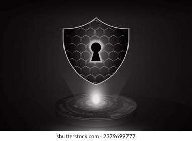 Closed Padlock on digital background, cyber security