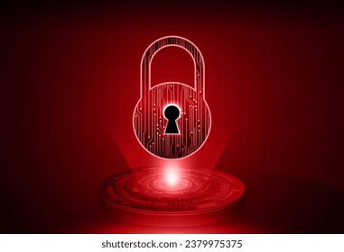 Closed Padlock on digital background, cyber security