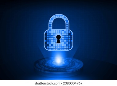Closed Padlock on digital background, cyber security