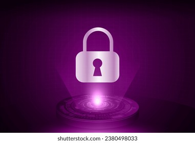 Closed Padlock on digital background, cyber security