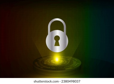 Closed Padlock on digital background, cyber security