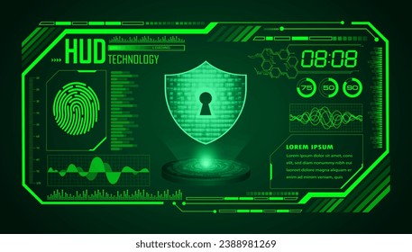 Closed Padlock on digital background, HUD cyber security