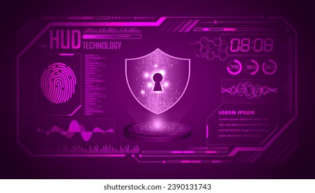Closed Padlock on digital background, HUD cyber security