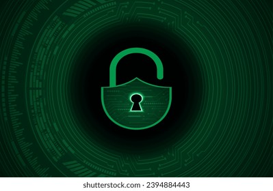 Closed Padlock on digital background, cyber security
