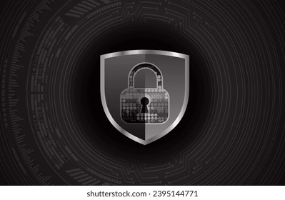Closed Padlock on digital background, cyber security