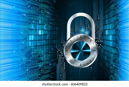 Closed Padlock on digital background, cyber security